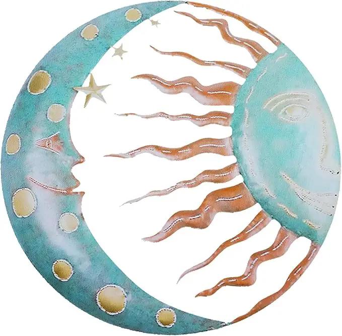 Jannity Metal Sun Wall Decor,11.02 Inches Large Metal Wall Art with Sun Moon Stars Retro Moon Sun Wall Decoration Hanging for Indoor Outdoor Patio Yard Home Garden by GreenHaven Gardens
