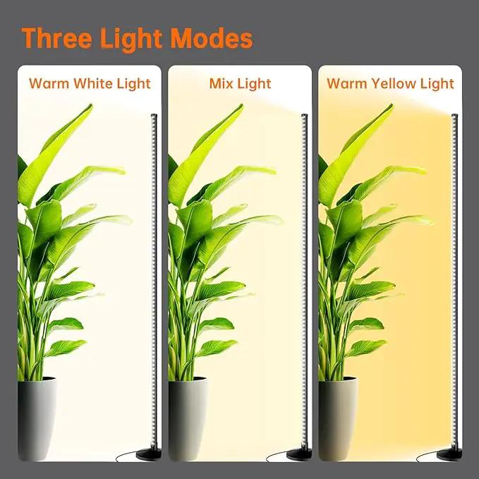 Standing Grow Lights for Indoor Plants,T10 Full Spectrum Vertical Grow Light Wide Illumination Area,16in-65in Adjustable Height Plant Light with Stand,3 Light Modes Floor Grow Light with Timer by GreenHaven Gardens
