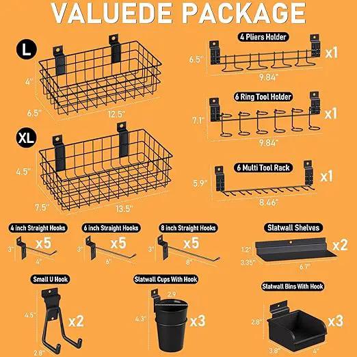 INCLY 30PCS Slatwall Accessories Set with Slatwall Baskets, Slatwall Hooks, Slatwall Shelves, Slatwall Bins, Slatwall Cups, Heavy Duty Slat Wall Accessory for Garage Room Shop Organizing Display by GreenHaven Gardens