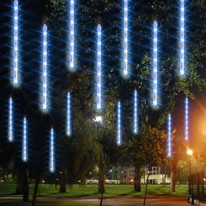 Dazzle Bright 864LED Christmas Light, Meteor Shower Rain Lights 11.8 Inch 24 Tubes, Waterproof Plug in Falling Rain Lights Christmas Decorations for Xmas Bushes Tree Yard Party (Blue) by GreenHaven Gardens
