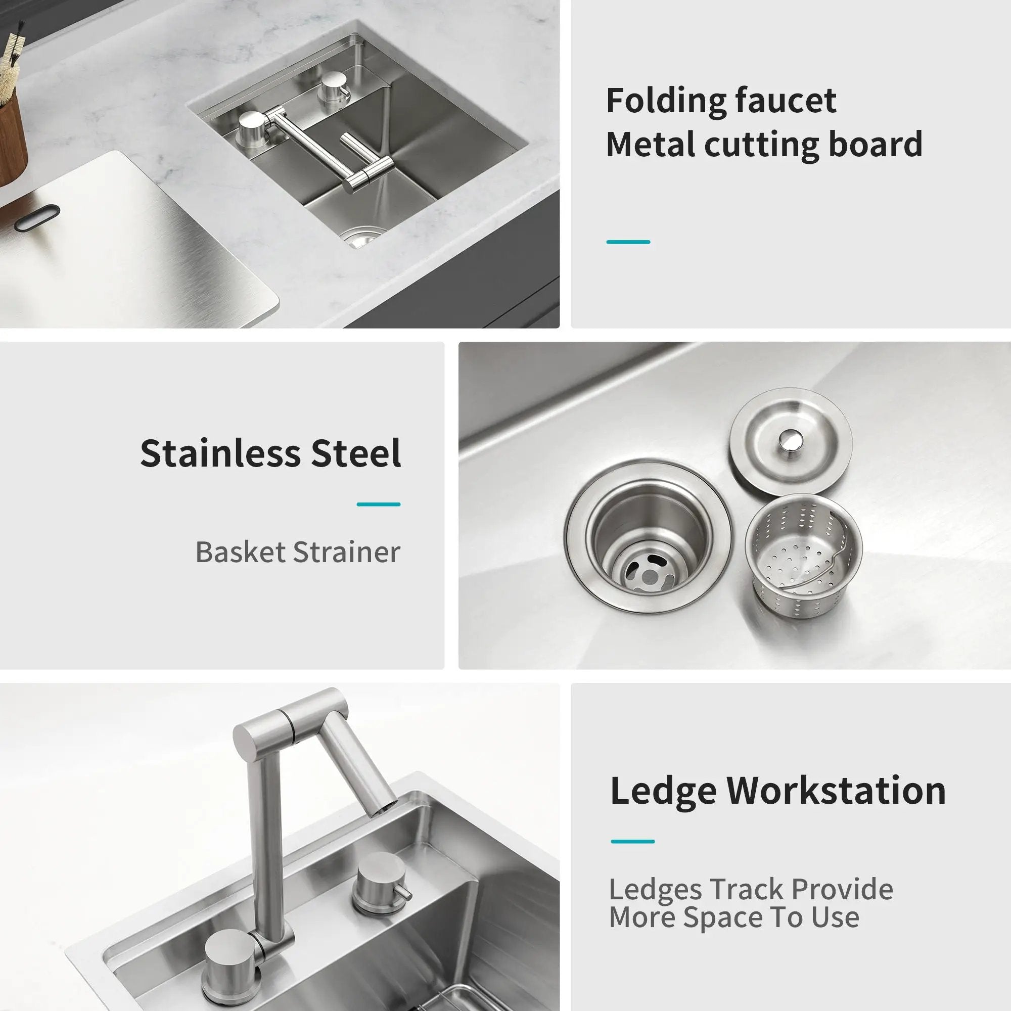Modern Undermount Bar Sink With Folding Faucet by HouseOfZazla