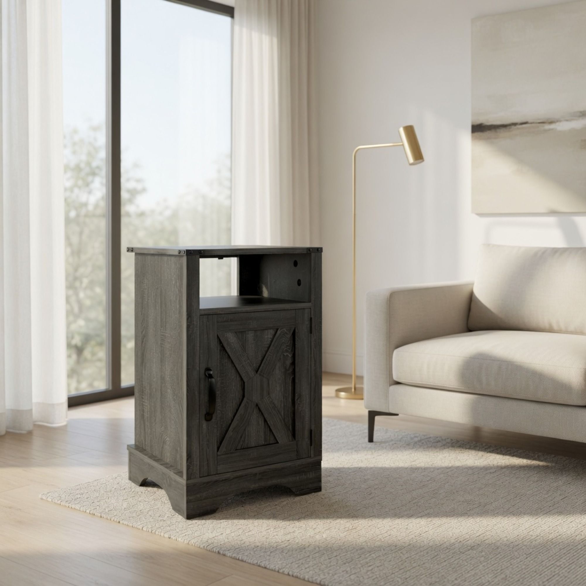 Farmhouse Nightstand, Charging Station & Storage by HouseOfZazla