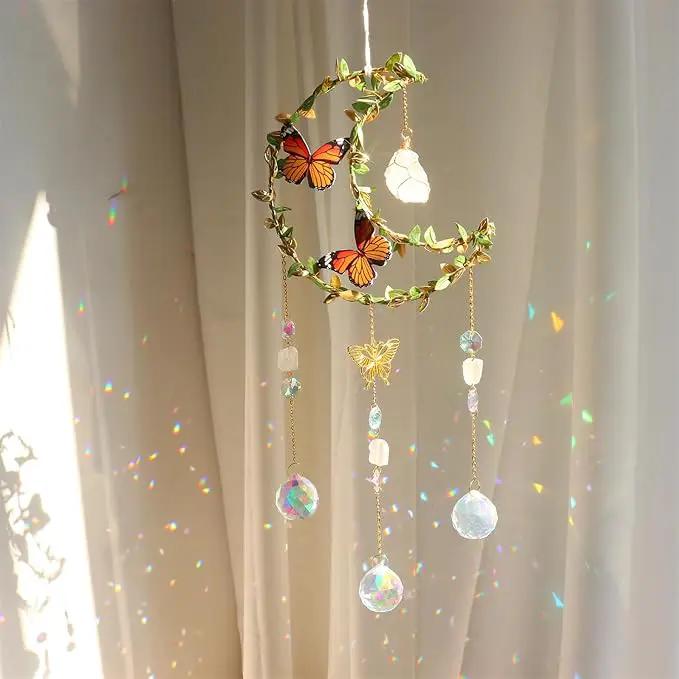 Suncatcher - Moon Crystal Sun Catcher Window Hanging, White Stone Good Luck Charms Gifts for Women Chrismas Thanksgiving Birthday Crystal by GreenHaven Gardens