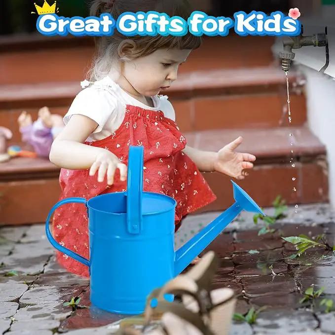 Finderomend Metal Watering Can 1.5L/51oz, Iron Art for Kids, Outdoor Plants Home Office Small Portable Indoor Watering Equipment (Blue) by GreenHaven Gardens