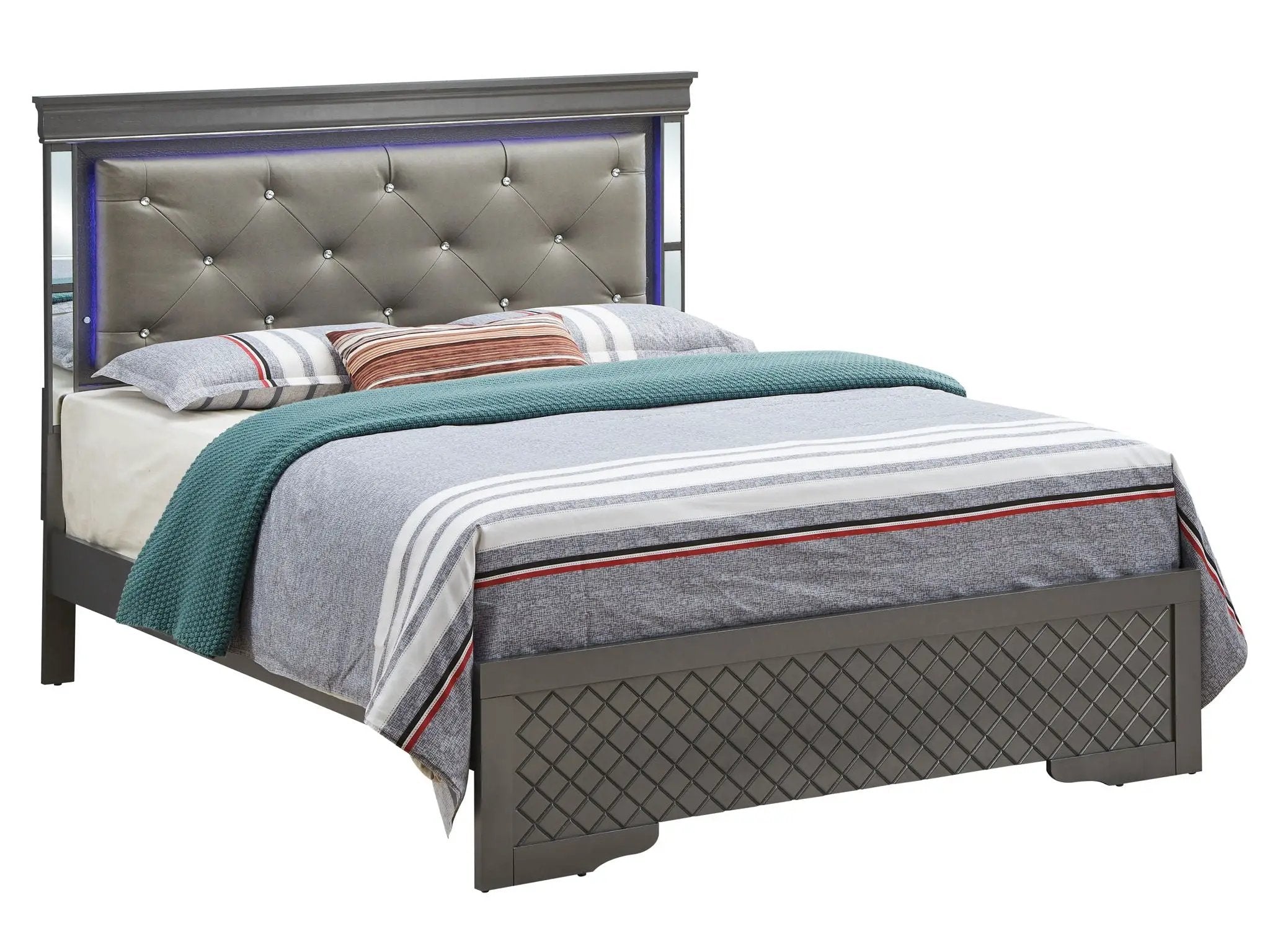 Bed With LED Light Accents Headboard by HouseOfZazla