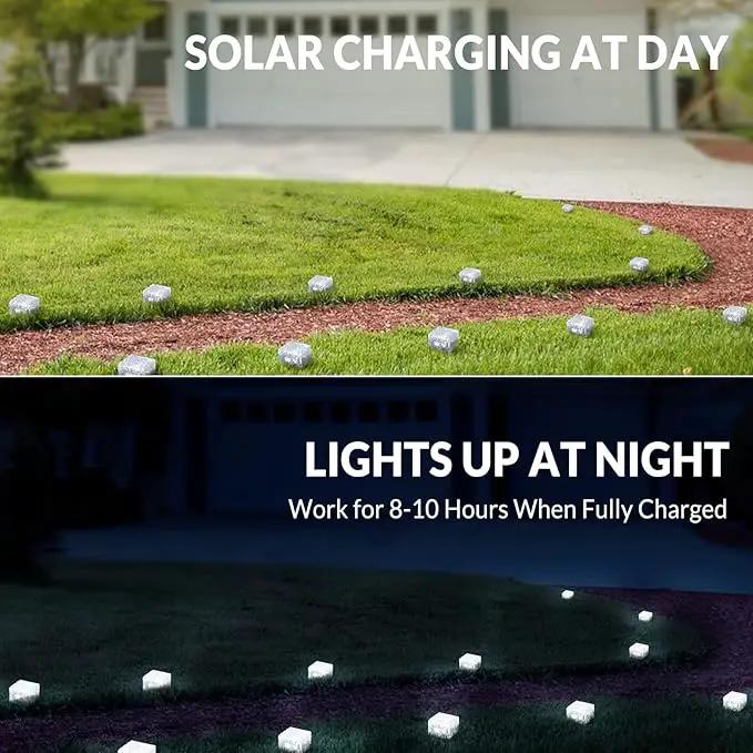 Solar Brick Lights, Outdoor Solar Lights, Outdoor Waterproof Patio Brick Lights, 2.8 * 2.8in Garden Decor for Outside 4 Packs for Patio,Yard,Walkway,Pathway Decor by GreenHaven Gardens