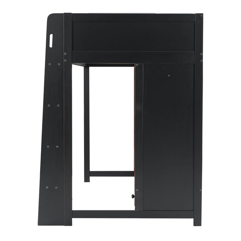 Gaming Loft Bed With Built In Desk, Wardrobe, LED Lighting And Drawer