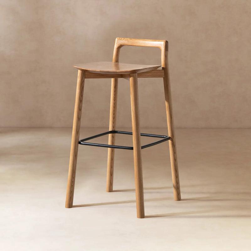 Sven 30" Modern Minimalist Low Back Wood Barstool by HouseOfZazla