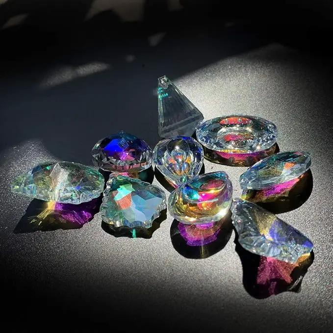 H&D HYALINE & DORA 10pcs Coloful Crystal Chandelier Lamp Lighting Drops Pendants Prisms Hanging Glass Prisms Parts Suncatcher Home Car Decor by GreenHaven Gardens