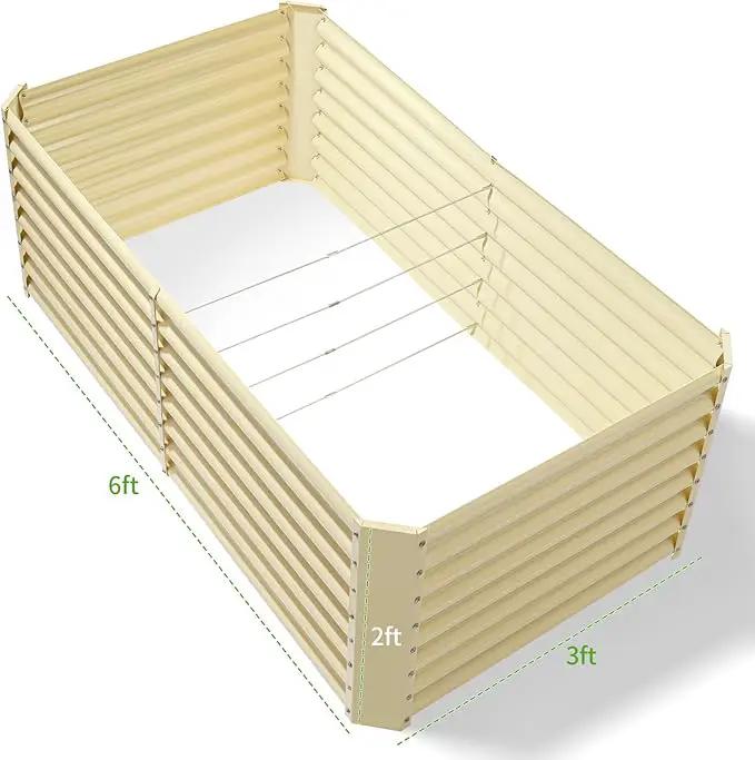 Land Guard 6x3x2ft Galvanized Raised Garden Bed, Planter Boxes Outdoor, Raised Garden Beds Outdoor for Vegetables, Flowers, Herbs, 269 Gallons, Cream Yellow… by GreenHaven Gardens