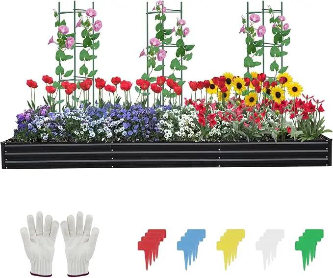 12×4×1ft Galvanized Metal Raised Garden Bed, Metal Planter Kit Box Outdoor for Deep-Rooted Vegetables, Flowers, Green and Herbs by GreenHaven Gardens