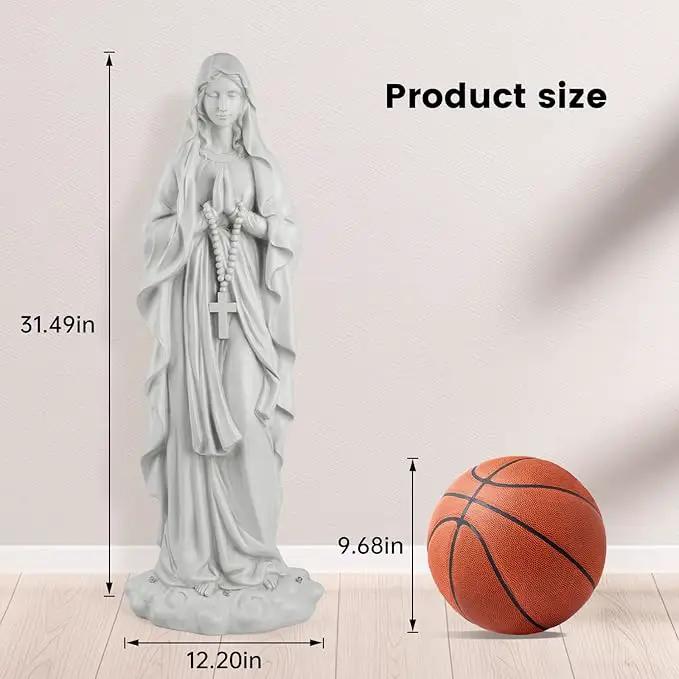 Virgin Mary Statue 31.49 Inch Religious Garden Statue Solar Mary Statue Outdoor Yard Patio Deck Home Entryway Hallway Sculpture by GreenHaven Gardens