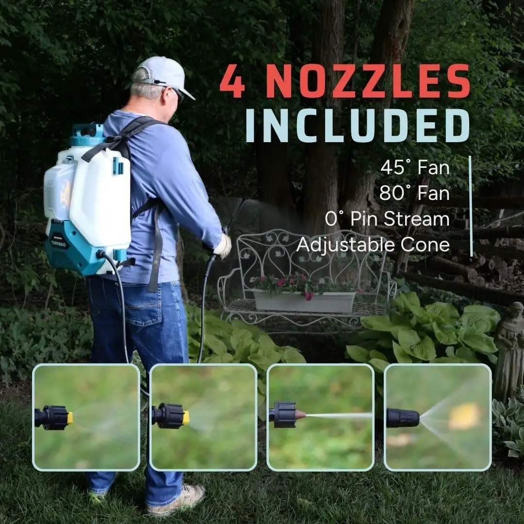 Tornado 4-Gallon Battery Powered Backpack Sprayer (2025 Model) – Lawn & Garden Sprayer, Compatible with FlowZone, DeWalt, Milwaukee, Makita & Bosch Batteries TOOL ONLY (Battery Not Included) by GreenHaven Gardens