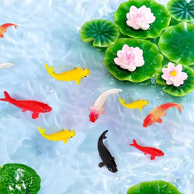 ZENFUN 50 Packs Mini Koi Fish, Cute Miniature Fish Fake Mini Fish Set, Plastic Small Koi Fish, Tiny Fish Model Bulk for Ornament Supplies, Cake Decoration, Fish Tank DIY, Fairy Garden Supplies by GreenHaven Gardens