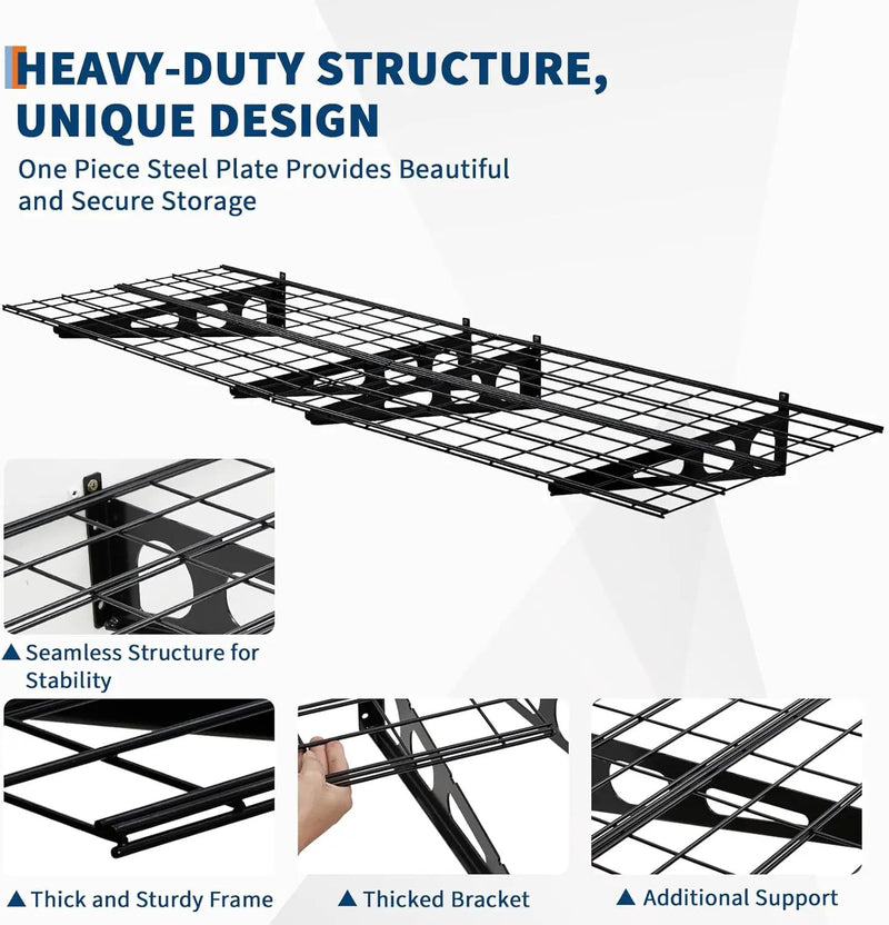 2 Pack 2x6ft Garage Storage Shelving Wall Mounted, 24-inch-by-72-inch 1600 Lbs Heavy Duty Sturdy Storage Shelves, Wall Shelves Folding Storage Garage Organization for Warehouse, Laundry by GreenHaven Gardens