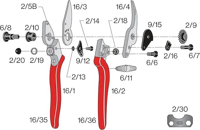 Felco F16 Pruning Shears – 7.7" Garden Clippers for Left-Handed Users with Bypass & Anvil Blades | Hand Pruners for Gardening | Garden Tool Cutter with Aluminum Handle, Lightweight Swiss Precision by GreenHaven Gardens