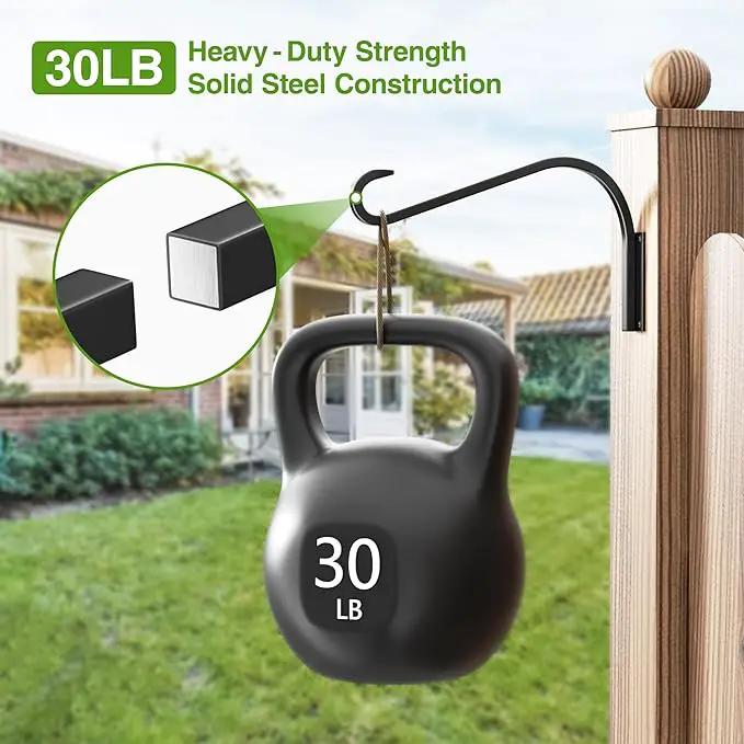 12 Inch 2 Pack Plant Hangers for Indoor/Outdoor Wall Mount - Heavy Duty Hanging Plant Holder & Bird Feeder Hooks, Decorative Black Metal Wall Hangers for Plants, Flower Baskets by GreenHaven Gardens