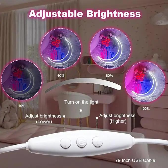 Two Cats on Moon Neon Sign,Cute Couple Kittys Neon Lights for Wall Decor,Kawaii Animal 3D LED Neon,USB Light Up Signs for Girls Bedroom Bar Home Party Valentine's Day Cat Lovers Weddings by GreenHaven Gardens