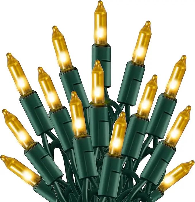 TW SHINE Christmas Lights, 20FT 100 Count Incandescent Mini Christmas Tree Light, Waterproof Xmas String Lights for Outdoor Indoor Home Party Yard Decorations, Gold by GreenHaven Gardens