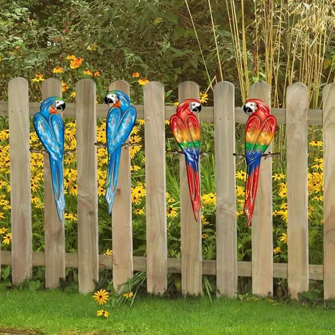 EiGreen Metal Bird Wall Art Decor 3D Outdoor parrot Sculpture, Hanging Decor Metal Wall Decor Suitable for Gardens Fence Patio Living Room Bedroom Yard Decor by GreenHaven Gardens
