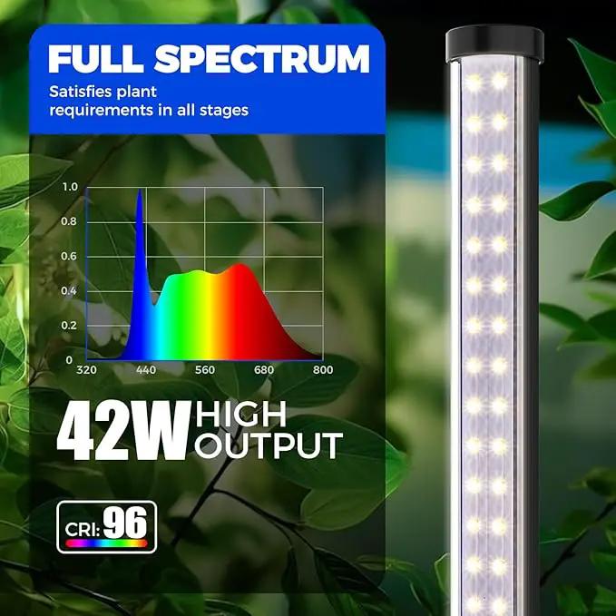 Barrina Standing Grow Light T10, 42W 5000K, Full Spectrum LED Plant Light for Indoor,Vertical Grow Light, Wide Coverage, 4FT Height with On/Off Switch and Tripod Floor Stand by GreenHaven Gardens
