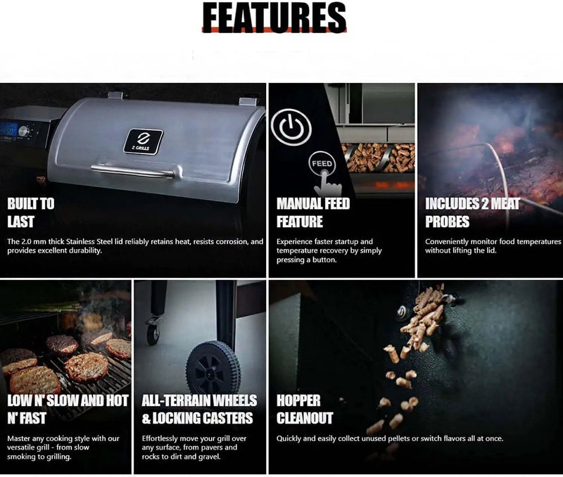 Z GRILLS Wood Pellet Grill Smoker with PID 2.1 Controller, 450°F Max Temperature, 8-in-1 BBQ Grill, 459 Square Inches Cook Area, Meat Probes, Rain Cover (450E PRO) by GreenHaven Gardens