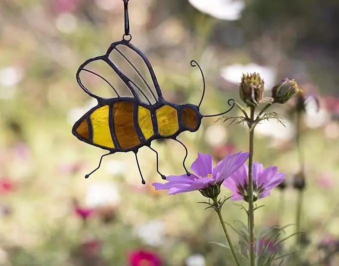 Bee Suncatcher Stained Glass Window Hangings Honey Bee Gifts for Women Gifts for Lover for Mom/Grandma Decorations Gifts/Birthday Gifts for Her by GreenHaven Gardens