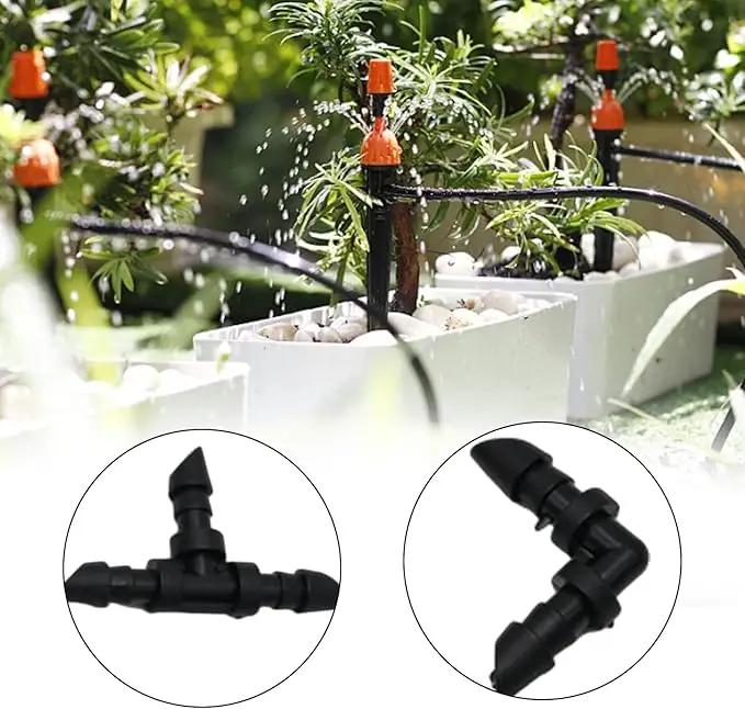 UOIENRT 110 PCS Irrigation Fittings, 1/4" Tubing with 50pcs Couplings, 20pcs Elbows, 30pcs Tees and 10pcs End Plugs for Drip or Sprinkler Systems by GreenHaven Gardens