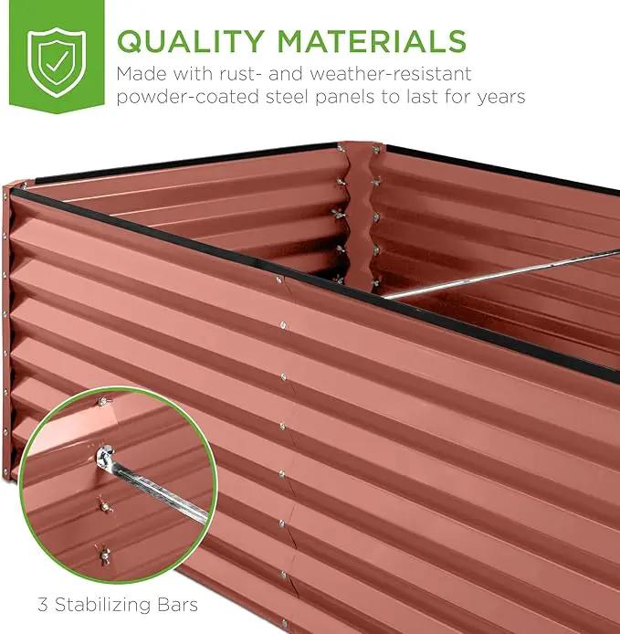 Best Choice Products 8x4x2ft Outdoor Metal Raised Garden Bed, Deep Root Planter Box for Vegetables, Flowers, Herbs, and Succulents w/ 478 Gallon Capacity - Terracotta by GreenHaven Gardens