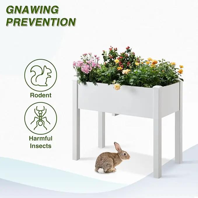 Psilvam Raised Garden Bed with Legs, Poly Lumber Raised Planter Box, Outdoor Elevated Garden Bed Suit for Backyard, Patio, Balcony 34" D x 18" W x 30" H（White） by GreenHaven Gardens