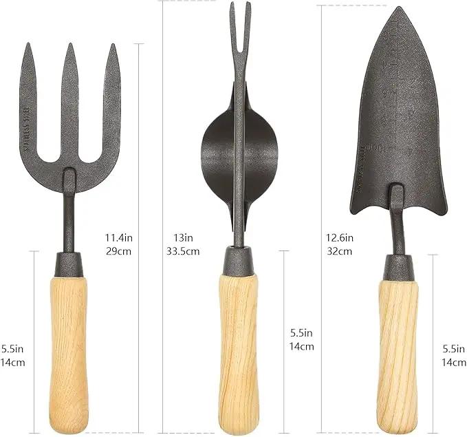 Japanese Gardening Tools Set, 6 Pcs Garden Tools Set, Black Painted Stainless Steel Heavy Duty Gardening Tools Kit, Hand Trowel, Dibble, Hand Rake, Weeder, Transplanter and Hand Folk… by GreenHaven Gardens