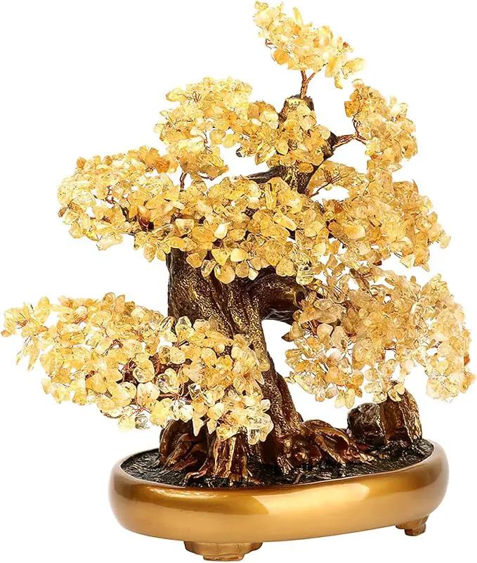 Feng Shui Money Tree Large Crystal Quartz Lucky Tree Gem Tree for Office Home Feng Shui Decoration for Wealth/Fortune and Luck (Citrine) by GreenHaven Gardens