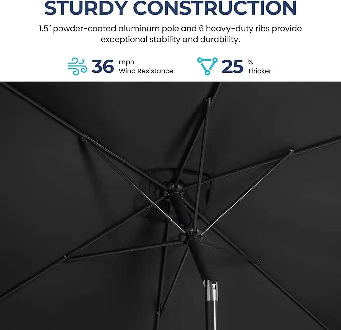 SUNVIVI OUTDOOR Patio Umbrella, 6.5' x 10' Rectangular Patio Umbrella, Metal Pole Square Outdoor Umbrella with Crank and Push Button Tilt, 6 Steel Ribs, Polyester Canopy by GreenHaven Gardens