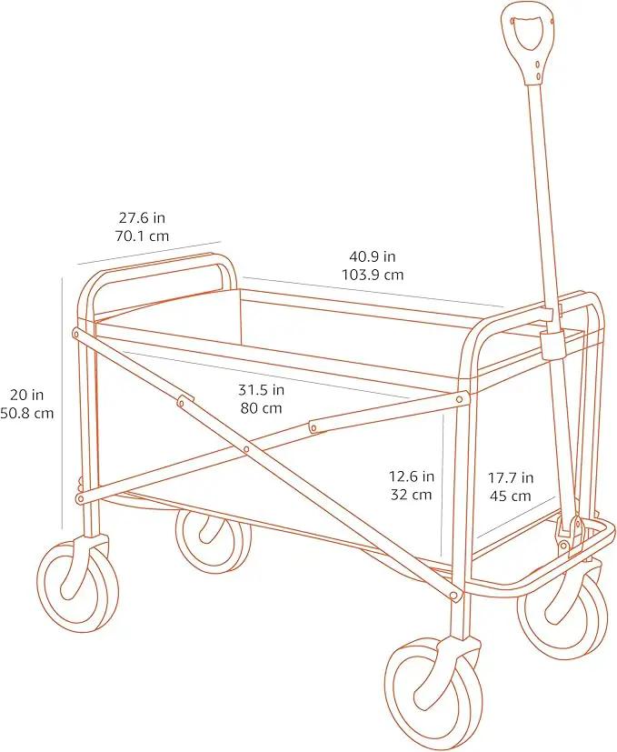 Amazon Basics Collapsible Folding Heavy Duty Utility Wagon for Outdoor Sports, 265 pounds Weight Capacity, Camping, Garden, and Shopping, 27.6 x 40.9 x 20 inches, Gray by GreenHaven Gardens