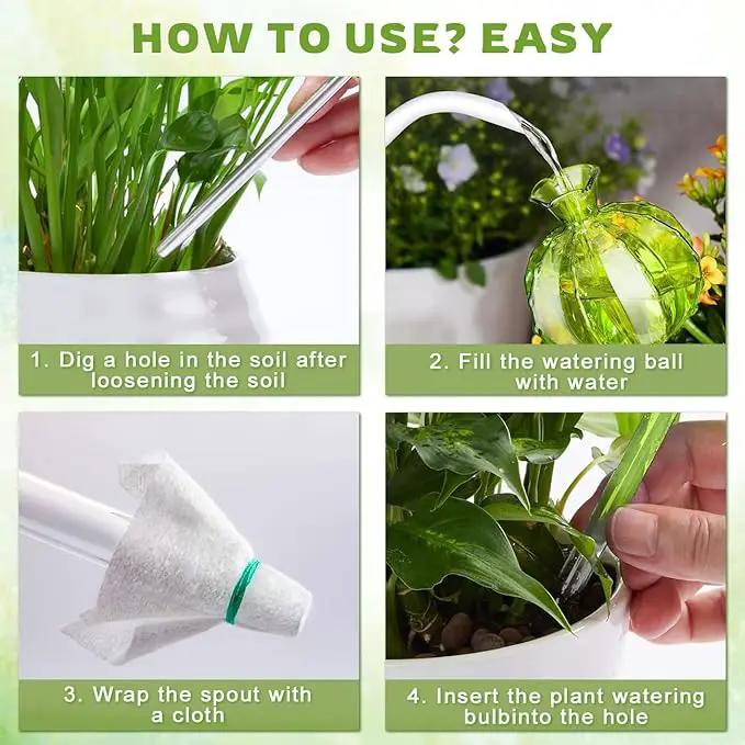 4 PCS Plant Self Watering Globes 8.9 Inch Plant Watering Devices Colorful Glass Glass Watering Bulbs for Indoor Outdoor Plants by GreenHaven Gardens
