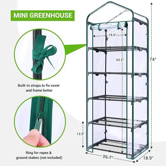 Mini Greenhouse for Outdoors Indoor: Ohuhu Small Plants Green House with 5 Tier Shelves, Portable Plastic Greenhouses with Heavy Duty Transparent PVC Cover for Garden Patio Backyard Porch Balcony by GreenHaven Gardens
