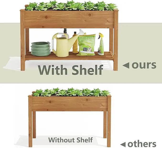 GHWIE Raised Garden Bed with Shelf,Elevated Wooden Planter Box with Legs,Garden Planter for Backyard, Patio, Balcony by GreenHaven Gardens
