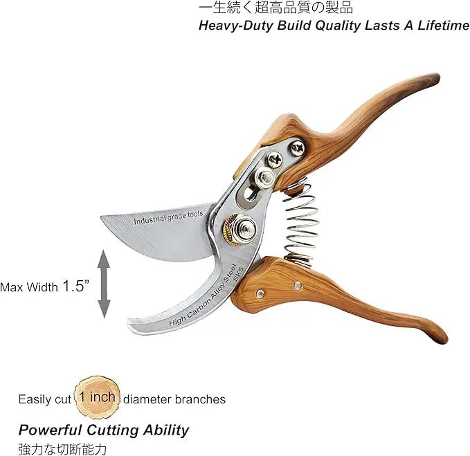 TONMA Bypass Pruning Shears [Made in Japan] 8 inches Professional Garden Shears, Japanese Secateurs Hand Pruner Hedge Clippers, Aluminum Alloy Handle by GreenHaven Gardens