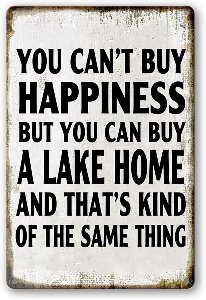 Lake House Decor For The Home Fishing Cabin Metal Tin Sign Outdoor You Can'T Buy Happiness But You Can Buy A Lake Home Signs Lake Life Wall Decor Lake House Gifts 12 X 8 Inch by GreenHaven Gardens