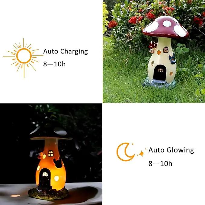 Fairy Houses for Outside - Solar Light Garden Decor, Solar Garden Decor, Waterproof Yard Mushroom Ornaments for Patio Lawn, Christmas, Birthdays, Unique Gift Ideas for Gardening Mom & Grandma by GreenHaven Gardens