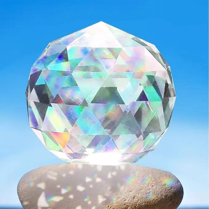 Clear Glass Crystal Ball Prisms Window Rainbow Maker Sphere Faceted Gazing Ball Prism Prism Suncatcher for Home Décor, Feng Shui, (120mm/4.72inch) by GreenHaven Gardens