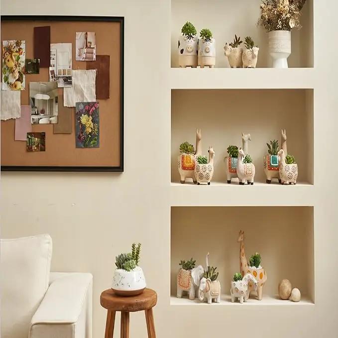 LA JOLIE MUSE Ceramic Giraffe Succulent Planter Animal Plant Pots - 11.4 + 4.9 Inch Tall Cute Rough Pottery Indoor Flower Pots, Home Decor by GreenHaven Gardens