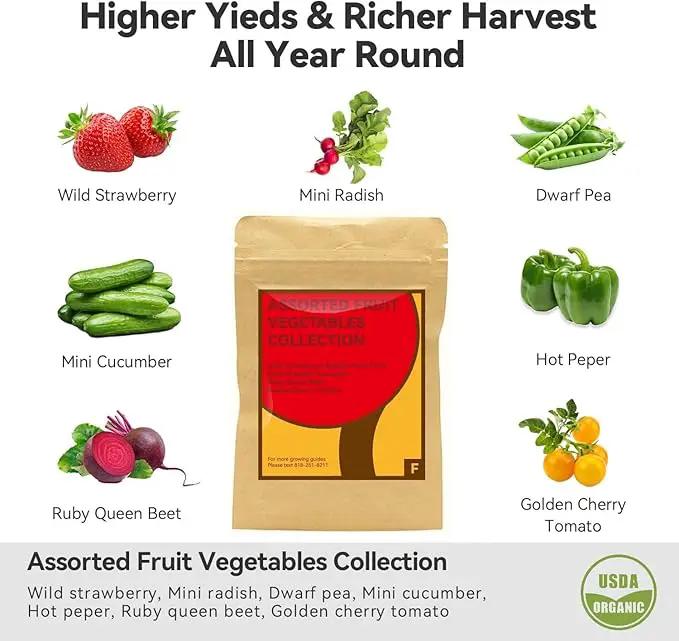 inbloom Fruit Seed Pod Kit for AeroGarden, Ahopegarden, GARDENCUBE, MUFGA, iDoo Hydroponics Growing System, 7-Pods (350+ Seeds Include Strawberry, Tomato, Cucumber, Pea, Ruby Queen Beet) by GreenHaven Gardens