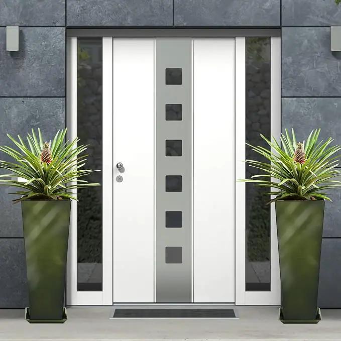 KOL 25'' & 28'' Tall Bright Glazed Planter with Insert, Set of 2, Galvanized Steel Planter Metal Pots with Drainage Hole for Indoor & Outdoor Use, Decorative Plant Pots for Front Porch, Patio - Green by GreenHaven Gardens