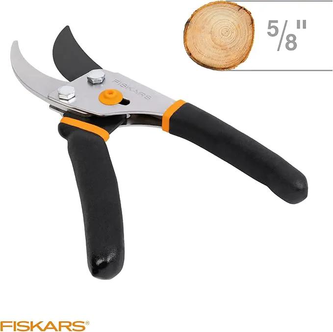 Fiskars Bypass Pruning Shears, 5/8-Inch Cut Capacity Garden Clippers, Gardening Scissors with Sharp, Rust Resistant Steel Blade by GreenHaven Gardens