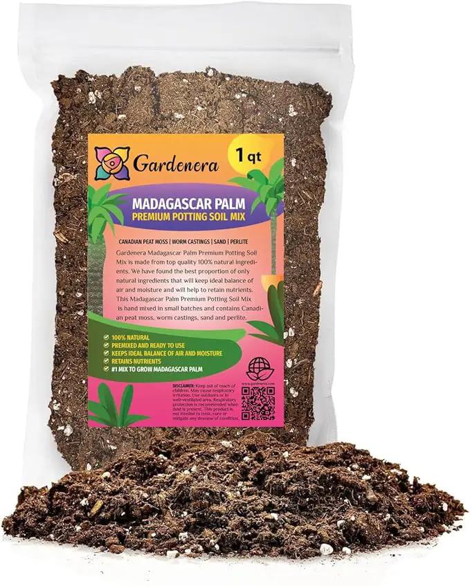 Premium Madagascar Palm Potting Mix - Crafted for Thriving Growth and Unique Elegance - 1 Quart by GreenHaven Gardens