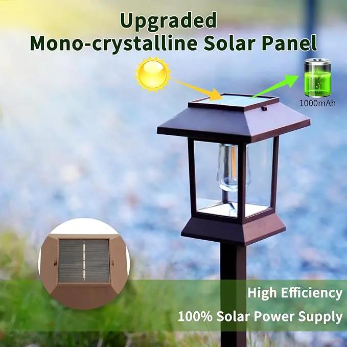 Solar Pathway Lights Outdoor Waterproof IP65, Brown Solar Lights Outdoor with Hook 6PK, Upgraded 1000mAH Battery, Up to 12Hrs, Auto On/Off, Garden Decor for Yard, Driveway, Walkway (Bulb) by GreenHaven Gardens