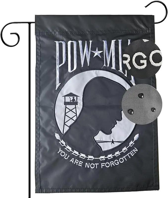 US Embroidered Pow Mia Garden Flag Double Sided 12x18 Inch Yard Lawn Garden Flags Banner Heavy Duty Vivid Color by GreenHaven Gardens