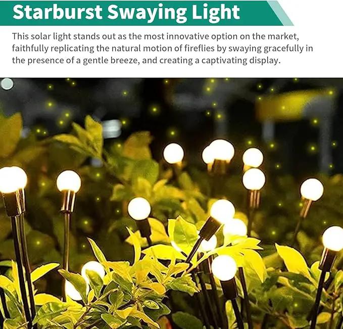 Solar Garden Lights, 4 Pack 32 LED Outdoor Firefly Lights, Waterproof Solar Pathway Lights, Swaying Decorative Solar Lights for Yard, Patio, Pathway, and Garden, Warm White Glow by GreenHaven Gardens