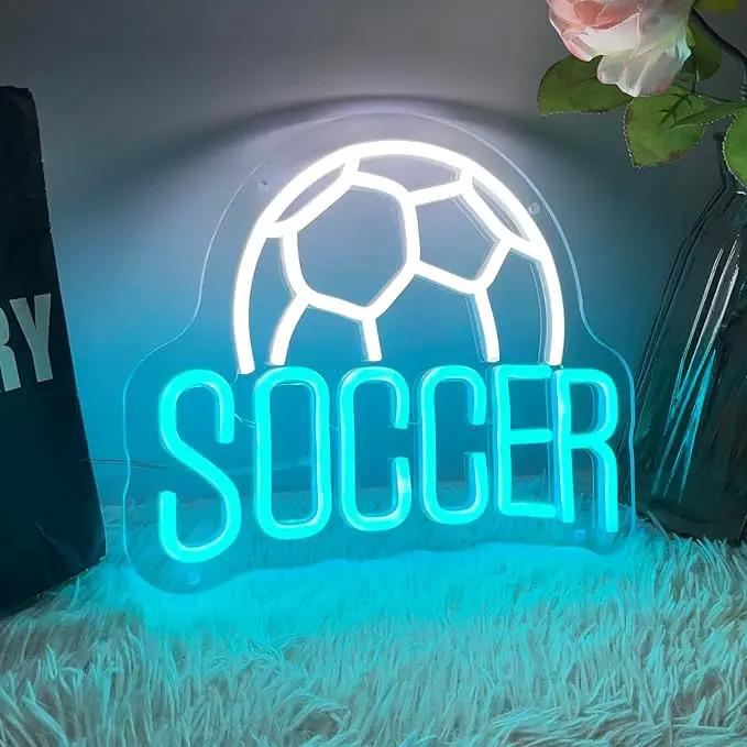 Soccer Neon Sign Dimmable LED Neon Signs for Wall Decor, Football Neon Light Sign for Bedroom Man Cave Gaming Room Party College Club Decor Sports Soccer Players Lover Gifts by GreenHaven Gardens